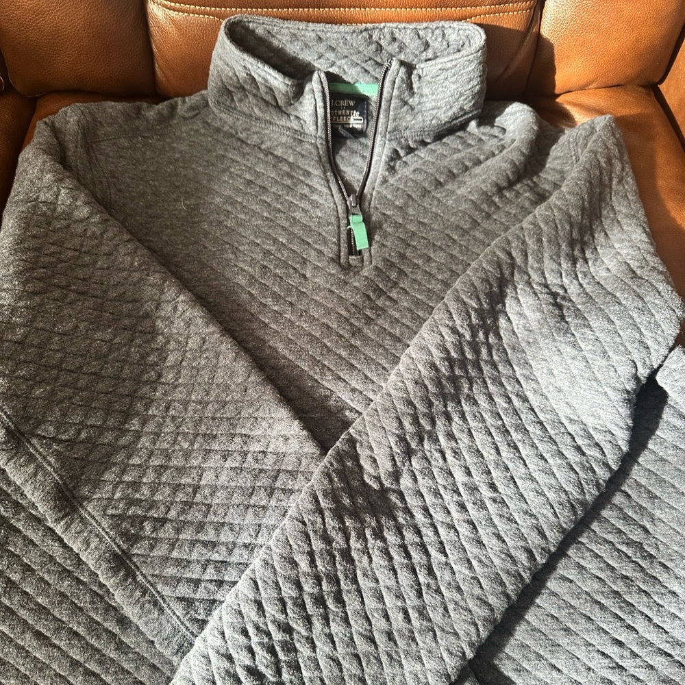 Men's J. Crew Blue Quilted Quarter Zip Sweater XL